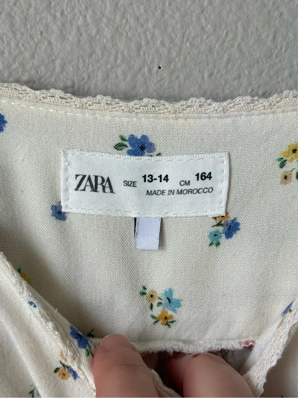 Zara White Multi-Print Tiered Sundress with Red & Blue Floral Girls Size 13-14
